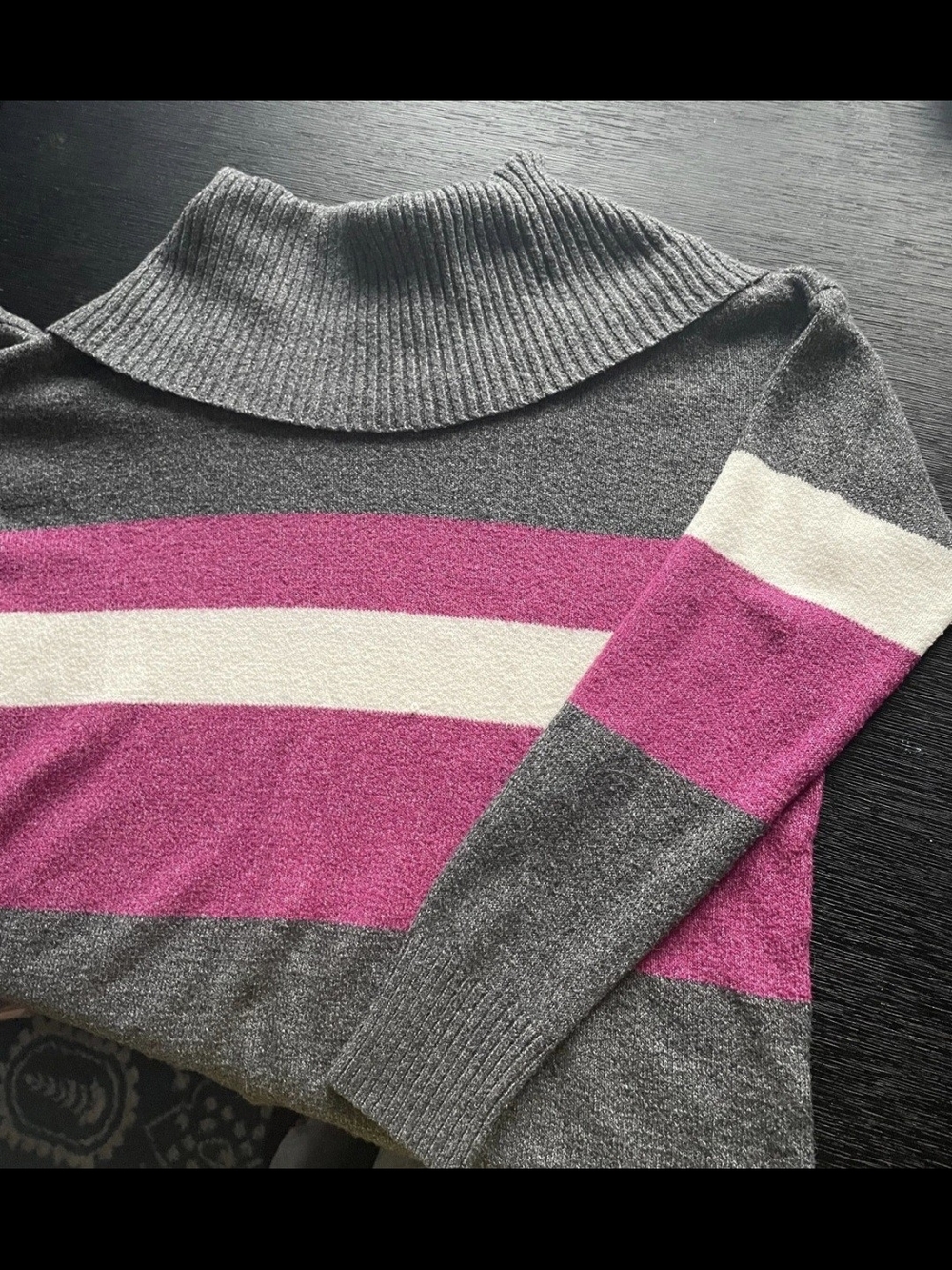 Rachel Zoe Gray, Pink & Cream Striped Cowl Neck Sweater